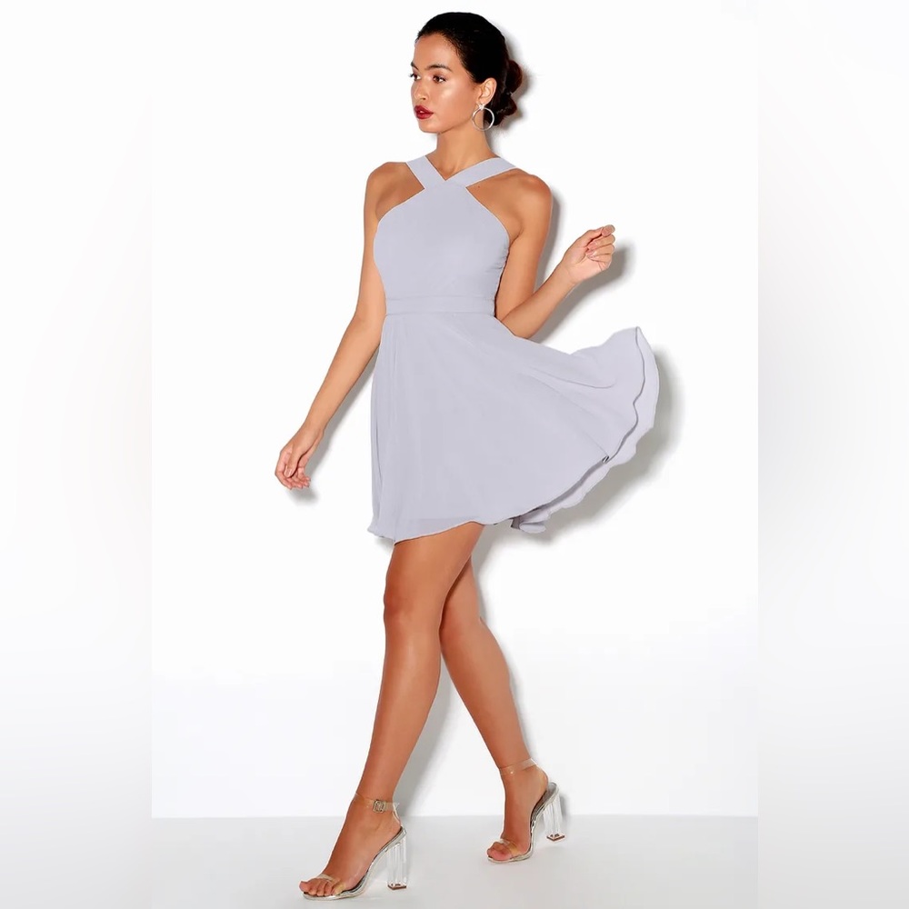 Lulus Forevermore Grey Skater Dress